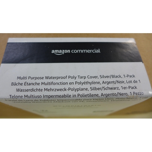 2269 - A multi-purpose commercial quality waterproof tarpaulin cover (silver/black), 20ft x 20ft - unused