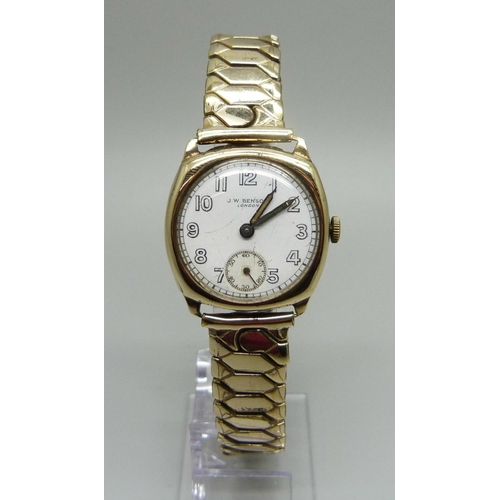 1000 - A 9ct gold Benson wristwatch, Birmingham 1920