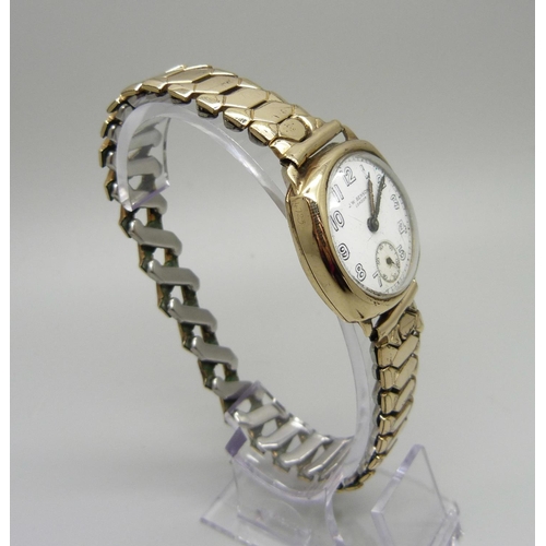 1000 - A 9ct gold Benson wristwatch, Birmingham 1920