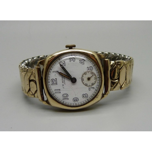 1000 - A 9ct gold Benson wristwatch, Birmingham 1920