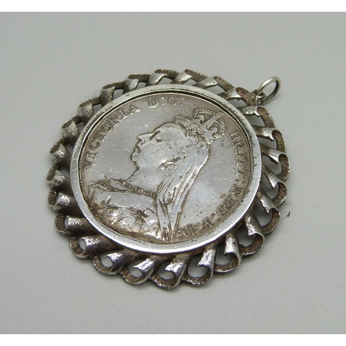 1001 - A Victorian crown, 1889, in pendant mount