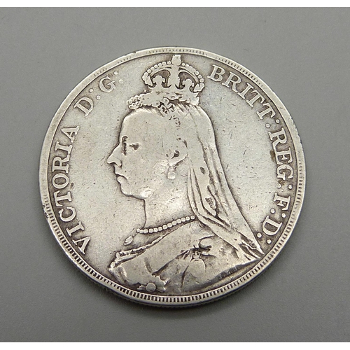 1022 - A Victorian 1889 silver crown