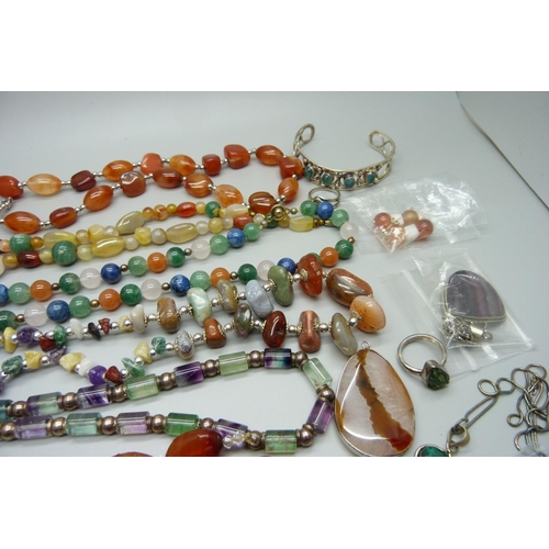 1034 - A collection of bead and other stone set jewellery