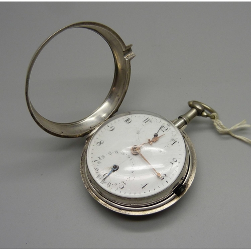 1040 - A silver pair cased verge fusee pocket watch, Birmingham 1808, William Bromley, Halifax