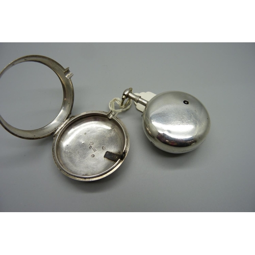 1040 - A silver pair cased verge fusee pocket watch, Birmingham 1808, William Bromley, Halifax