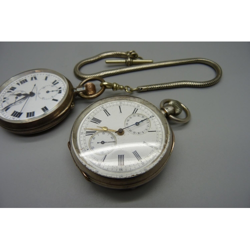 1041 - Two silver cased pocket watches, one West End Watch Co., and one with movement marked The Newmarket ... 