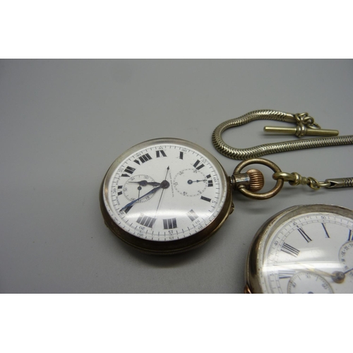 1041 - Two silver cased pocket watches, one West End Watch Co., and one with movement marked The Newmarket ... 