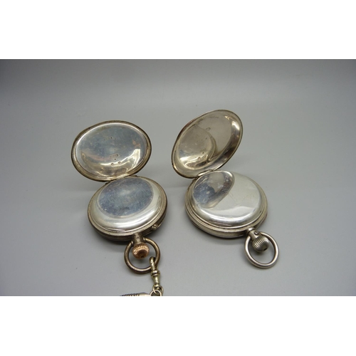 1041 - Two silver cased pocket watches, one West End Watch Co., and one with movement marked The Newmarket ... 