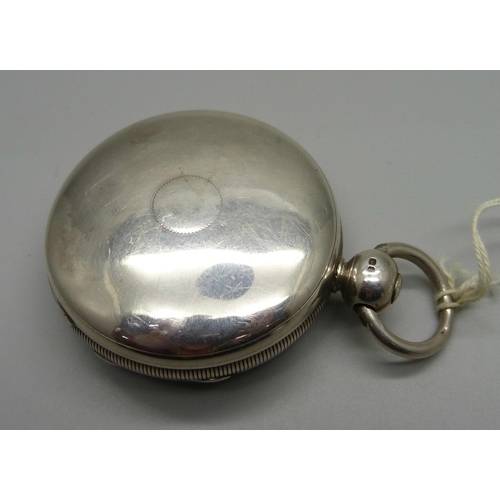 1047 - A silver cased pocket watch with diamond end stone, John McColgan, Londonderry, case hallmarked Lond... 