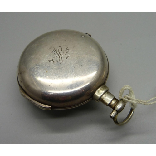 1048 - A silver pair cased verge fusee pocket watch, James Sayer, Bewdley, the case hallmarked Birmingham 1... 