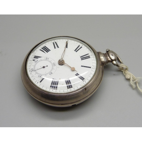 1067 - A silver pair cased verge fusee pocket watch with diamond end stone, William Mawkes, Derby, the case... 