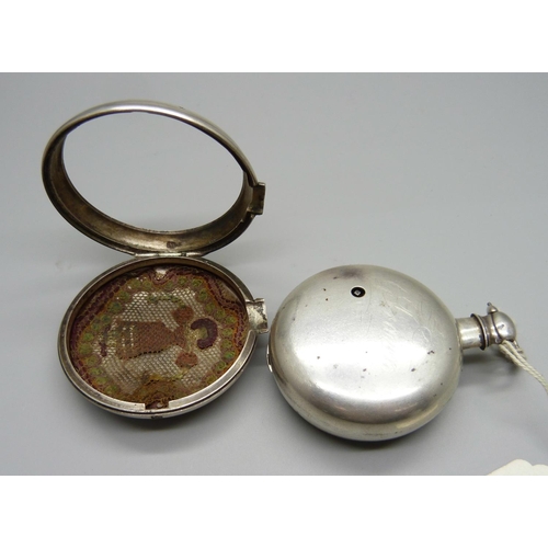 1067 - A silver pair cased verge fusee pocket watch with diamond end stone, William Mawkes, Derby, the case... 