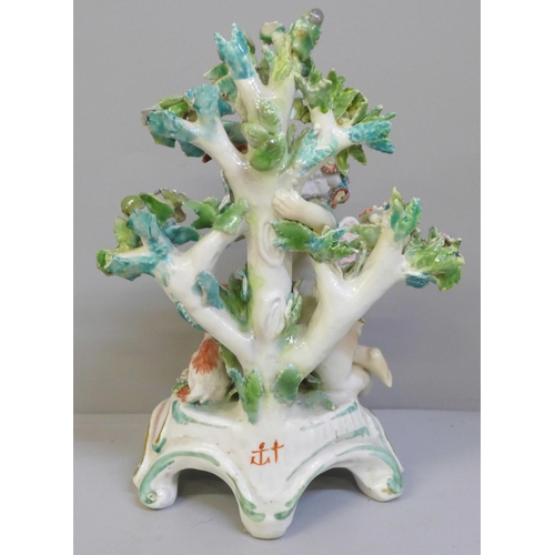 624 - An 18th Century Bow porcelain figure, marks to verso, some losses, 18.5cm