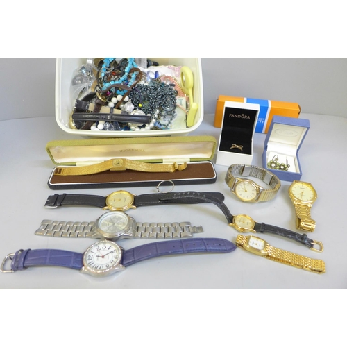 640 - Costume jewellery with watches