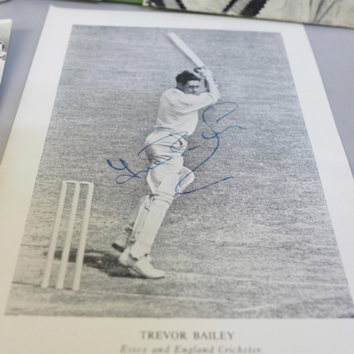 642 - A collection of facsimile cricket autographs including 1956 Nottingham players, a signed Trevor Bail... 