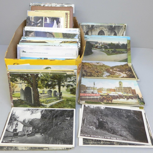 647 - Postcards; a box of Derbyshire postcards, vintage to modern