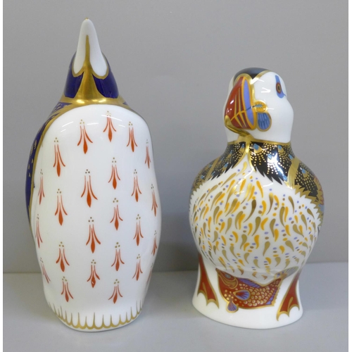 664 - Two Royal Crown Derby paperweights; Puffin and Penguin