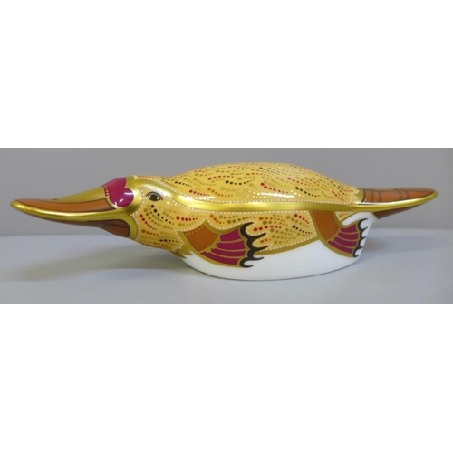 665 - A Royal Crown Derby Duck Billed Platypus paperweight