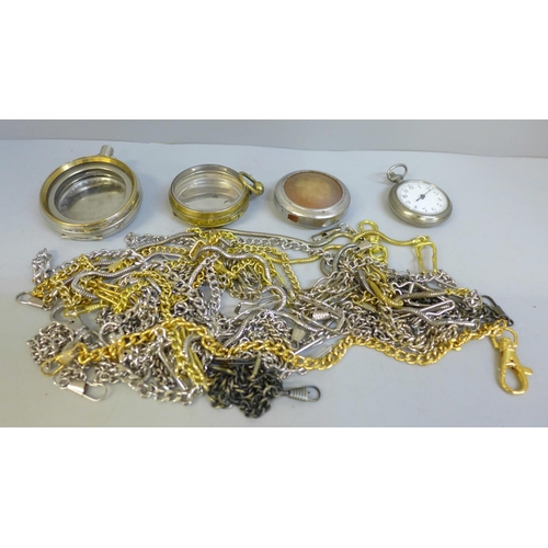 668 - A bag of Albert chains and watch cases