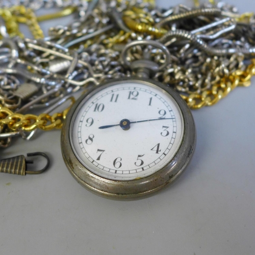 668 - A bag of Albert chains and watch cases