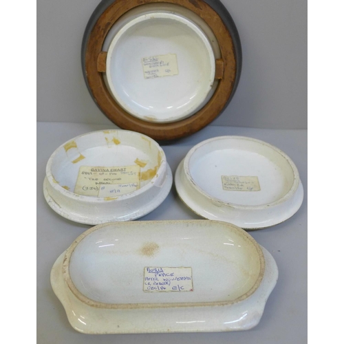 669 - Four Prattware pot lids