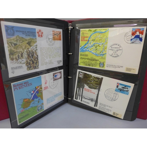 672 - Stamps; an album of RAF Escaping Society and RAF museum flown covers, including signed (36)