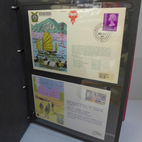 672 - Stamps; an album of RAF Escaping Society and RAF museum flown covers, including signed (36)