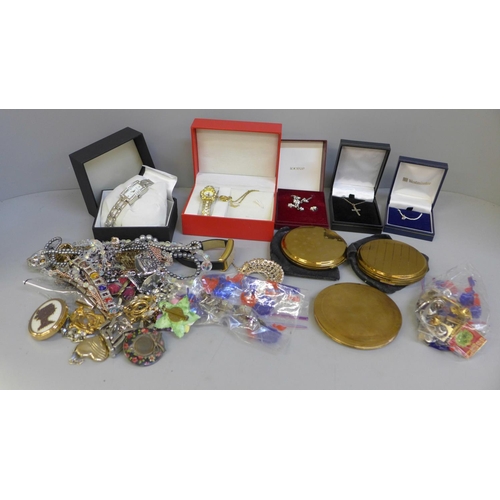 678 - Costume jewellery and compacts