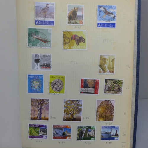 679 - Stamps; an album of fine used Switzerland stamps from the period 1989-2011, many in sets and catalog... 