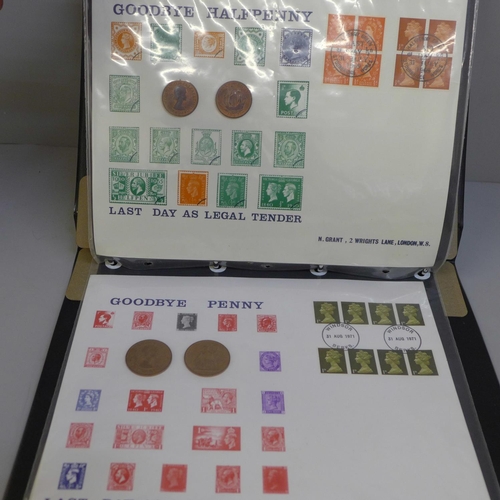 684 - Stamps; an album of coin covers including £5, (30)