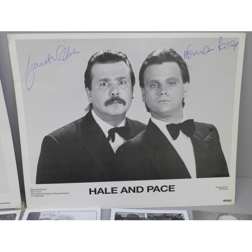 695 - Comedy autographs including Bill Oddie, Cannon and Ball, characters from Bread, Hale and Pace and a ... 