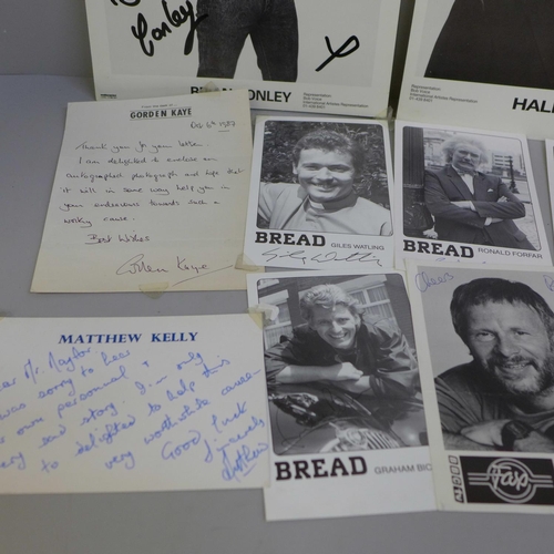 695 - Comedy autographs including Bill Oddie, Cannon and Ball, characters from Bread, Hale and Pace and a ... 