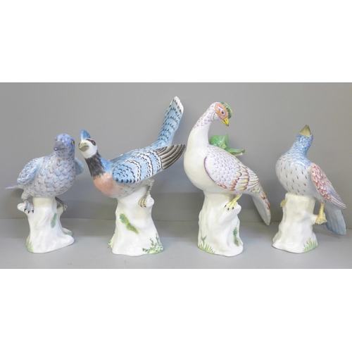 699 - Four assorted Crown Staffordshire birds by Doubell Miller