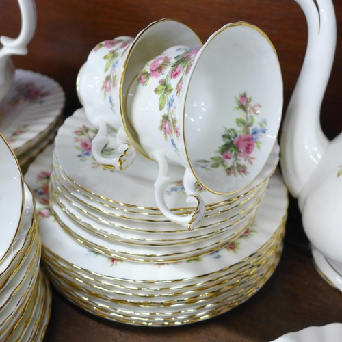 709 - A Royal Albert Moss Rose six setting tea and dinner service, eight setting, 49 pieces in total **PLE... 