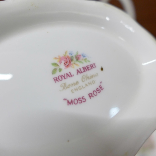 709 - A Royal Albert Moss Rose six setting tea and dinner service, eight setting, 49 pieces in total **PLE... 