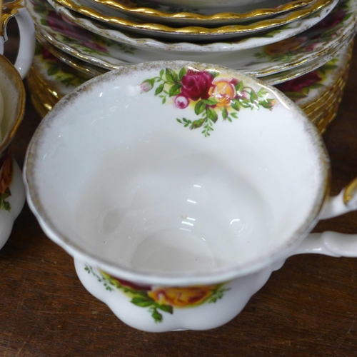 716 - A Royal Albert Old Country Roses part coffee set, eleven cups, twelve saucers, six tea plates, coffe... 