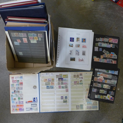 729 - Stamps; a box of stamps, covers, etc., loose and in albums