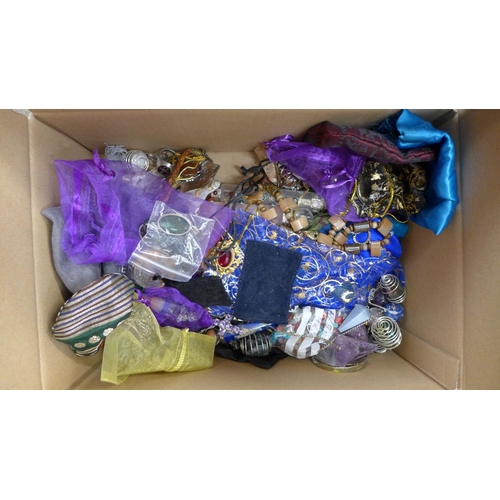 738 - A box of mainly new age and ethnic costume jewellery