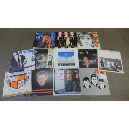 742 - Twelve post punk and new wave LP records including Killing Joke, The Jam, Blondie, U2, etc.