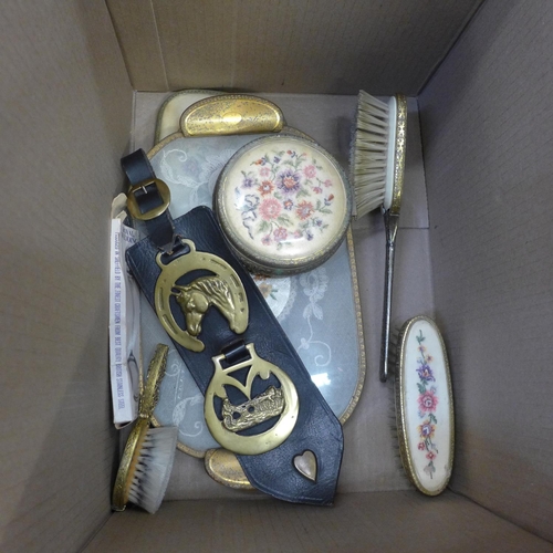 744 - Two boxed sets including a silver plated cutlery set and a three piece carving set, camera, Ronson l... 