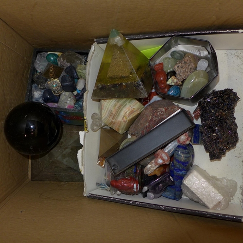 754 - Three boxes of new age crystals and minerals and mineral samples **PLEASE NOTE THIS LOT IS NOT ELIGI... 