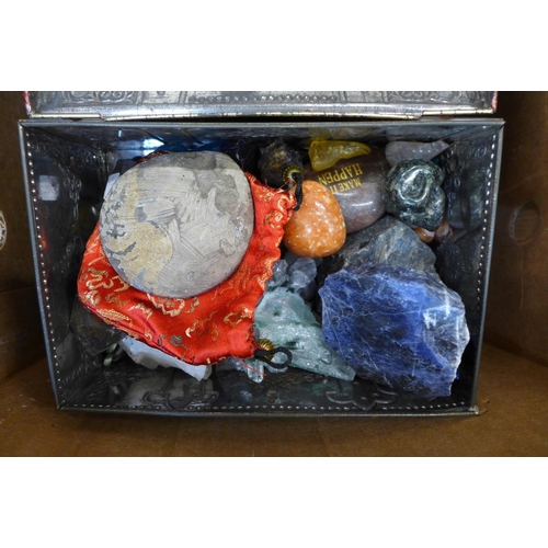 754 - Three boxes of new age crystals and minerals and mineral samples **PLEASE NOTE THIS LOT IS NOT ELIGI... 