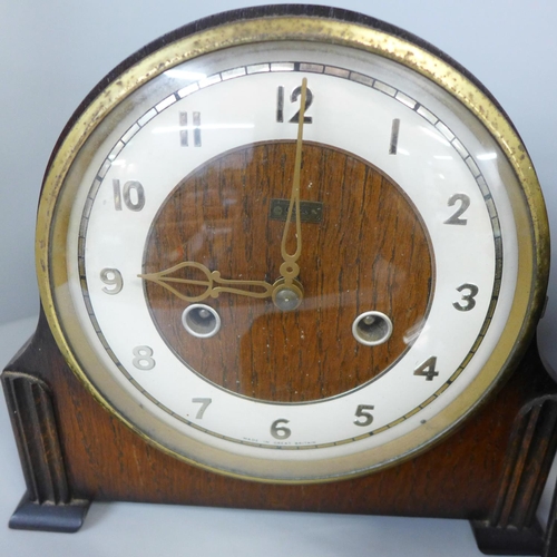 786 - A GRF Cope & Co. of Nottingham mantel clock, a voltmeter and a Brownie folding camera