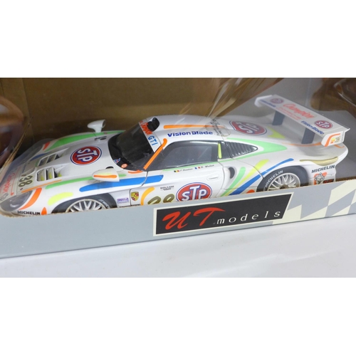 794 - Five 18th scale model vehicles, boxed, including Burago, Lancia and Tonka Polistil MG A