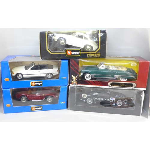 800 - Five large model vehicles, boxed, including Burago