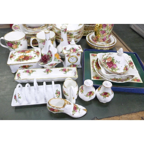 805 - A box of Royal Albert Old Country Roses, three tier cake stand, mugs, bowls, four dinner plates, sev... 