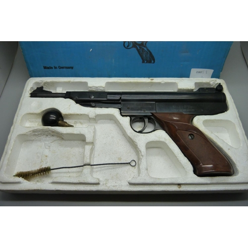 813 - A West German EMGE model LP3a air pistol, 5.5mm, boxed