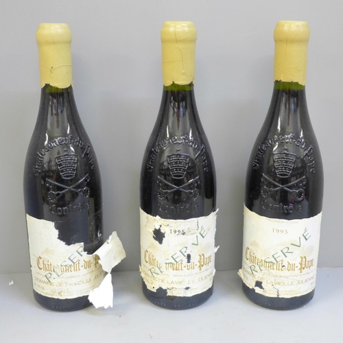 819 - Three bottles of Chateauneuf du Pape reserve, Domaine De Lavieiue Julienne, 1995