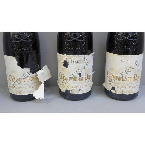 819 - Three bottles of Chateauneuf du Pape reserve, Domaine De Lavieiue Julienne, 1995