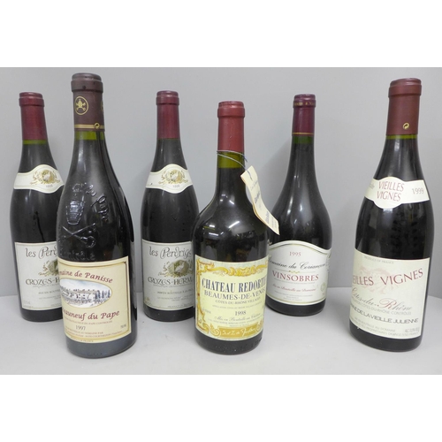 822 - Two bottles of Les Perdrigolles Crozes-Hermitage 1998, a bottle of Vielles Vignes Vielle Julienne, C... 